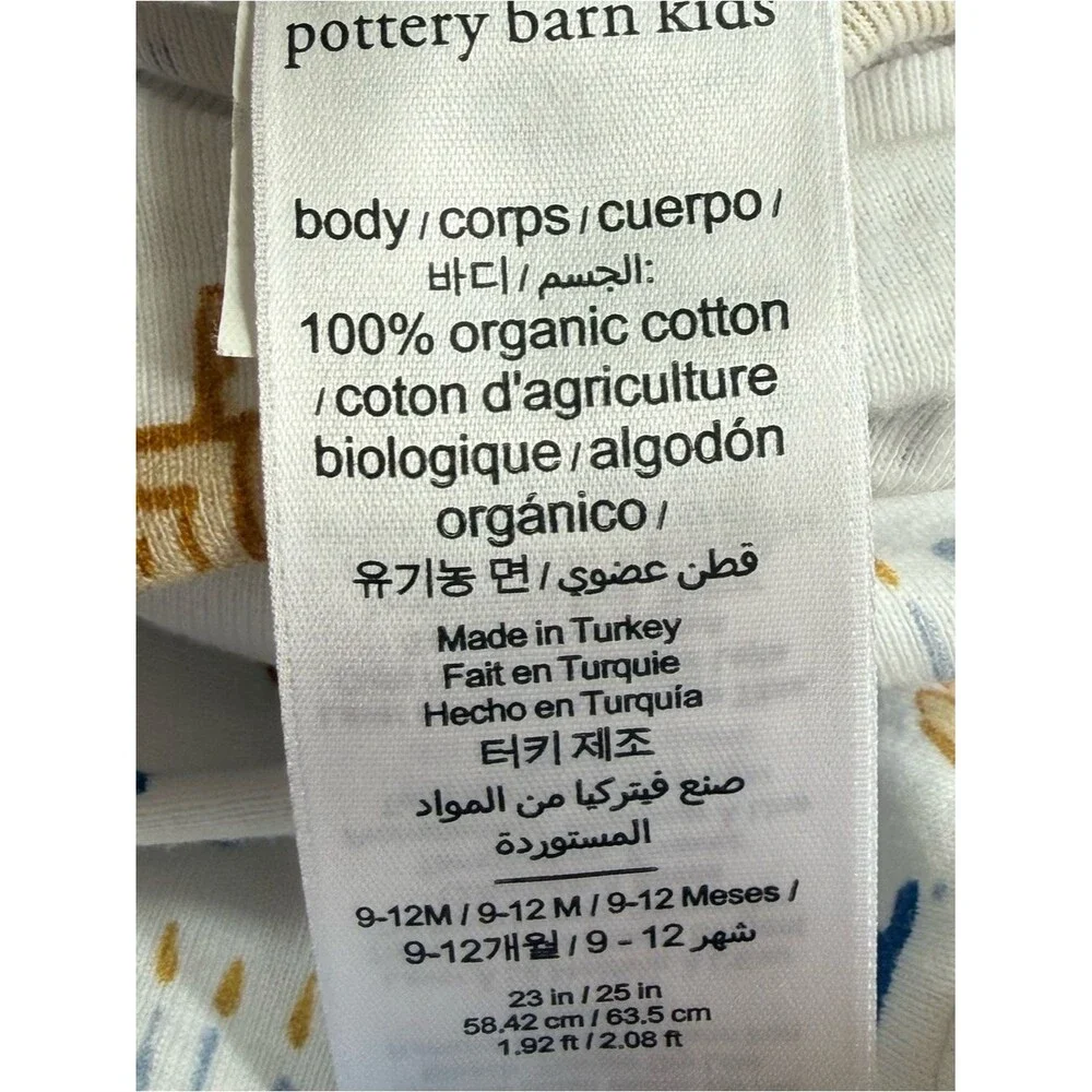 Pottery Barn Kids Baby One Piece Hanukkah Pattern Zip Up Footie PJs. 9-12 Months